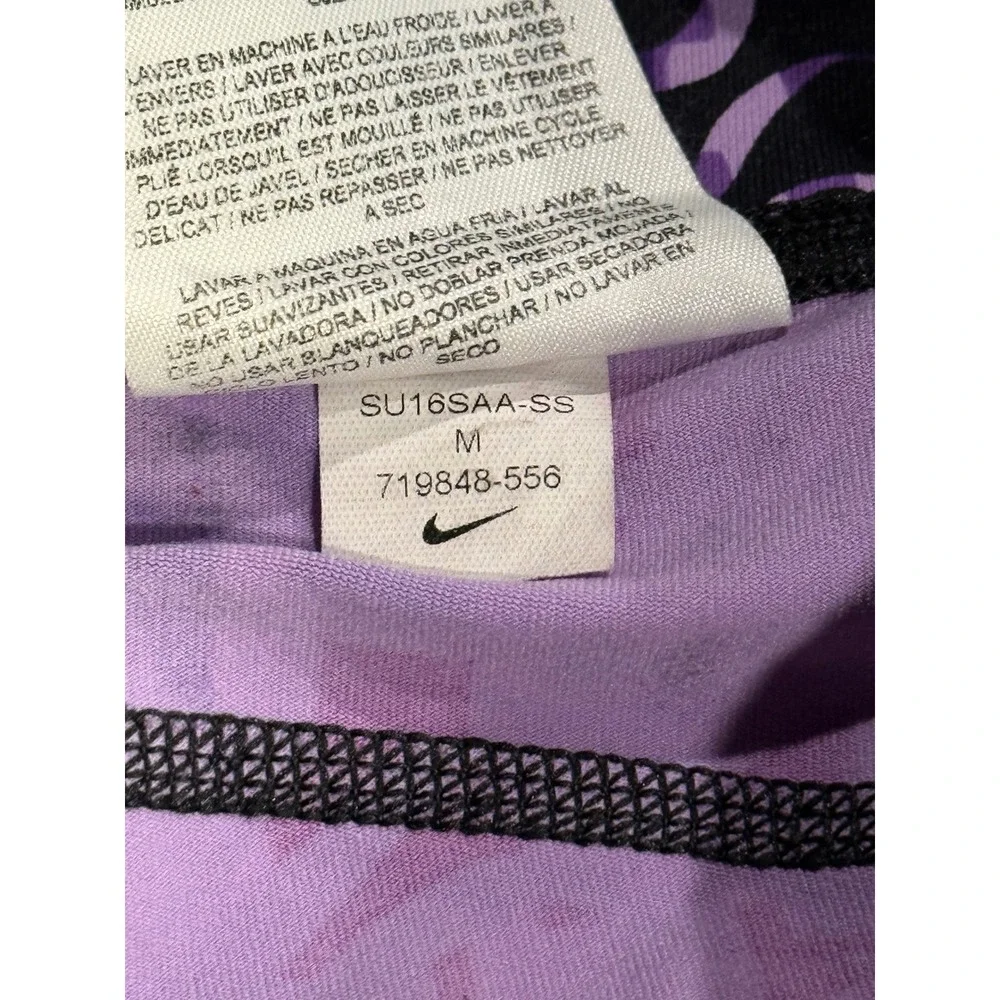 Nike Running Dri-FIT‎ Athletic Leggings Purple Abstract Print Cropped Womens M